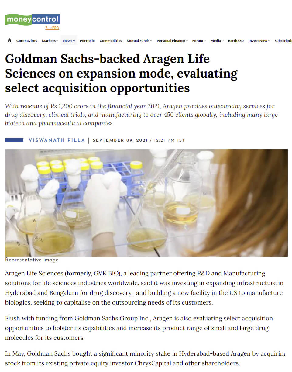 Goldman Sachsbacked Aragen Life Sciences on expansion mode, evaluating
